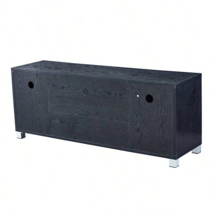 Wood TV stand Media Console with Storage Cabinet Living Room, Bedroom, Black - Wood Grain