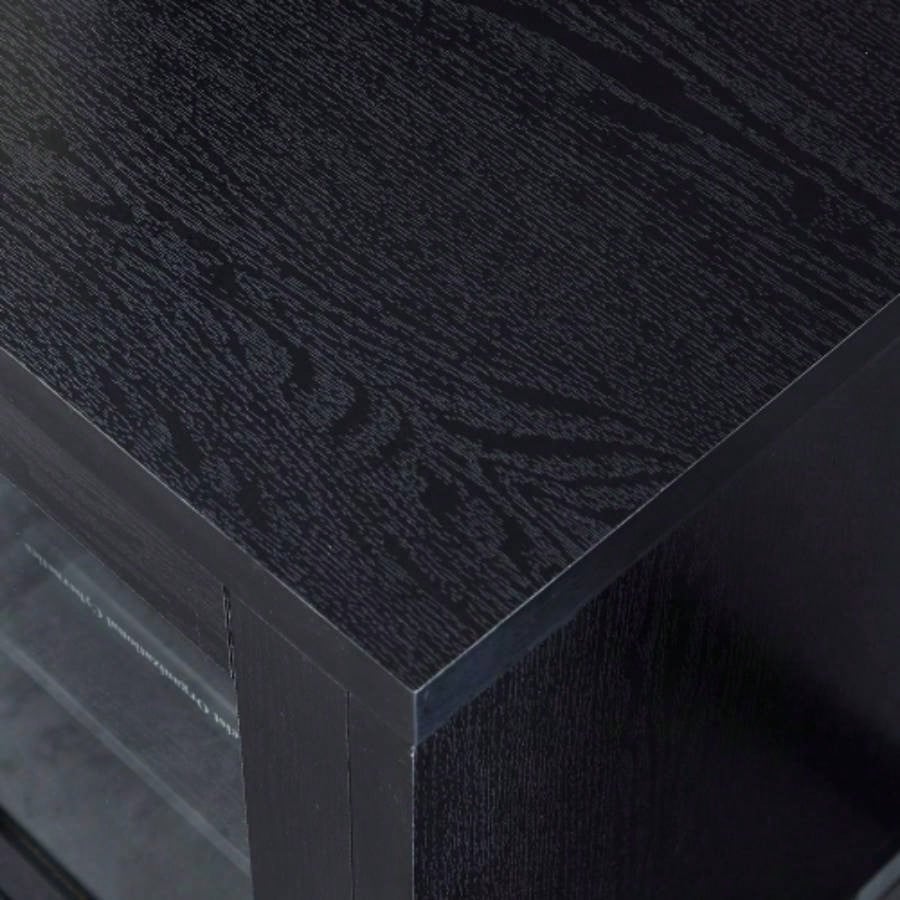 Wood TV stand Media Console with Storage Cabinet Living Room, Bedroom, Black - Wood Grain