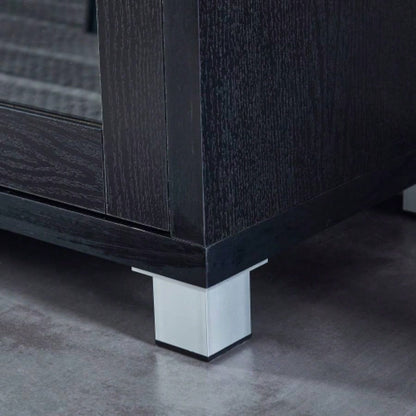 Wood TV stand Media Console with Storage Cabinet Living Room, Bedroom, Black - Wood Grain