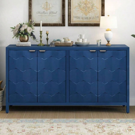 USTYLE Luxurious Four - Door Sideboard with Honeycomb Patterned Doors, Offering Ample Storage Study, Entrance and Living Room