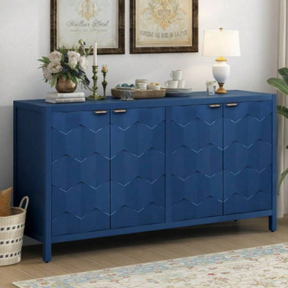 USTYLE Luxurious Four - Door Sideboard with Honeycomb Patterned Doors, Offering Ample Storage Study, Entrance and Living Room