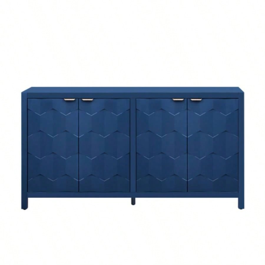 USTYLE Luxurious Four - Door Sideboard with Honeycomb Patterned Doors, Offering Ample Storage Study, Entrance and Living Room