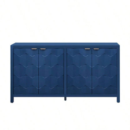 USTYLE Luxurious Four - Door Sideboard with Honeycomb Patterned Doors, Offering Ample Storage Study, Entrance and Living Room