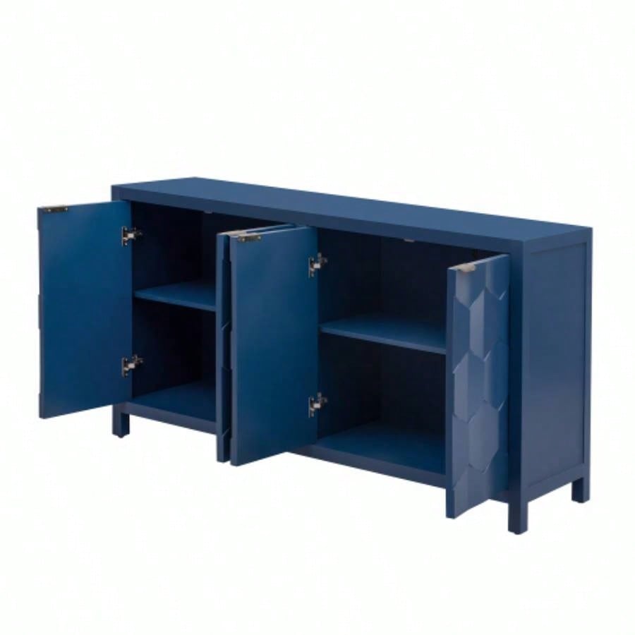USTYLE Luxurious Four - Door Sideboard with Honeycomb Patterned Doors, Offering Ample Storage Study, Entrance and Living Room