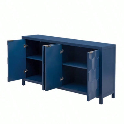 USTYLE Luxurious Four - Door Sideboard with Honeycomb Patterned Doors, Offering Ample Storage Study, Entrance and Living Room