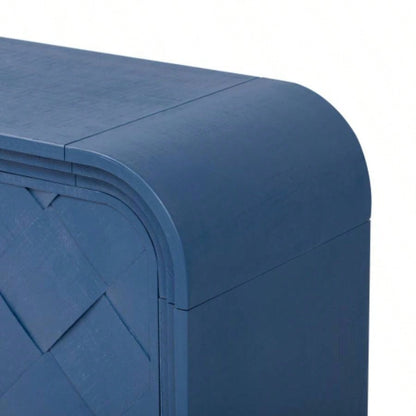 UStyle Luxury Multi - Functional MDF Sideboard - woven Wood Slat Doors, Tiered Stepped Design Premium Solid Wood Veneer Hallways, Living Rooms, Studies, and Corridors