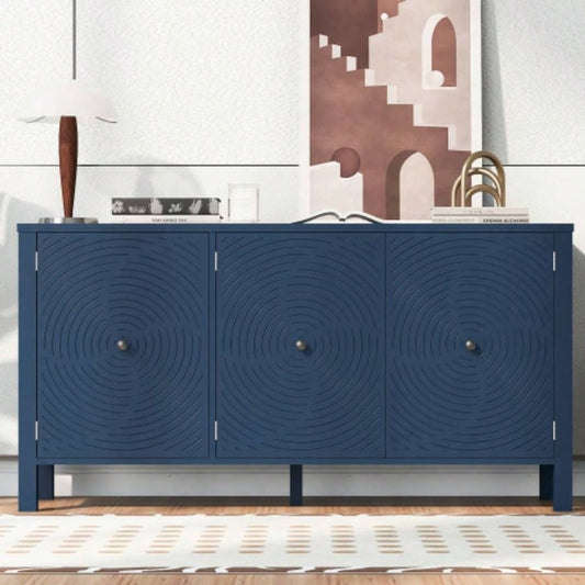 USTYLE Sideboard with Curved Swirl Patterned Doors and Artistic Three - Door Design, Suitable Living Rooms, Entrance and Study