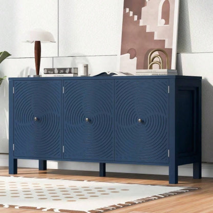 USTYLE Sideboard with Curved Swirl Patterned Doors and Artistic Three - Door Design, Suitable Living Rooms, Entrance and Study