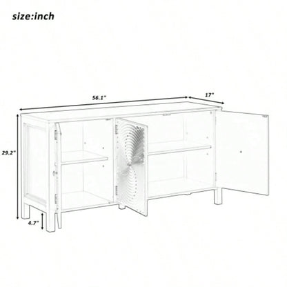 USTYLE Sideboard with Curved Swirl Patterned Doors and Artistic Three - Door Design, Suitable Living Rooms, Entrance and Study