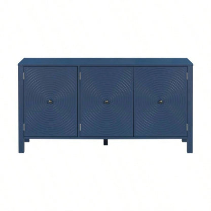 USTYLE Sideboard with Curved Swirl Patterned Doors and Artistic Three - Door Design, Suitable Living Rooms, Entrance and Study