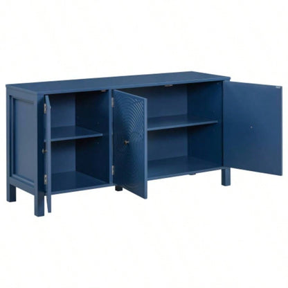 USTYLE Sideboard with Curved Swirl Patterned Doors and Artistic Three - Door Design, Suitable Living Rooms, Entrance and Study
