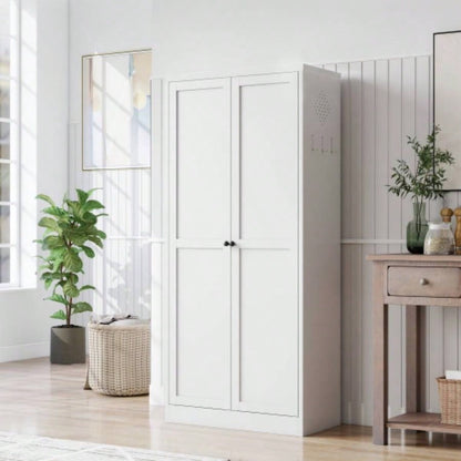 61 White Metal Kitchen Pantry Cabinet Adjustable Storage with 4 Shelves 110lb Capacity Heavy Duty Freestanding Pantry Organizer Kitchen, Pantry, Living Room