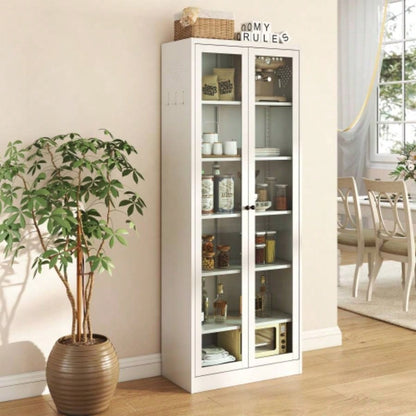 Metal Kitchen Pantry Cabinet - 72 Tall Storage with 5 Adjustable Shelves, White Freestanding Cabinet Kitchen/Pantry/Bathroom