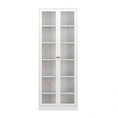 Metal Kitchen Pantry Cabinet - 72 Tall Storage with 5 Adjustable Shelves, White Freestanding Cabinet Kitchen/Pantry/Bathroom