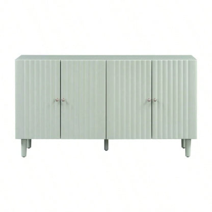 USTYLE Elegant Four - Door Sideboard with Wavy Pattern Doors, Cylindrical, and Sleek Metal Handles, Adjustable, Suitable Study, Entryway and Living Room