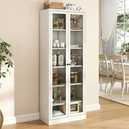 Metal Kitchen Pantry Cabinet - 72 Tall Storage with 5 Adjustable Shelves, White Freestanding Cabinet Kitchen/Pantry/Bathroom