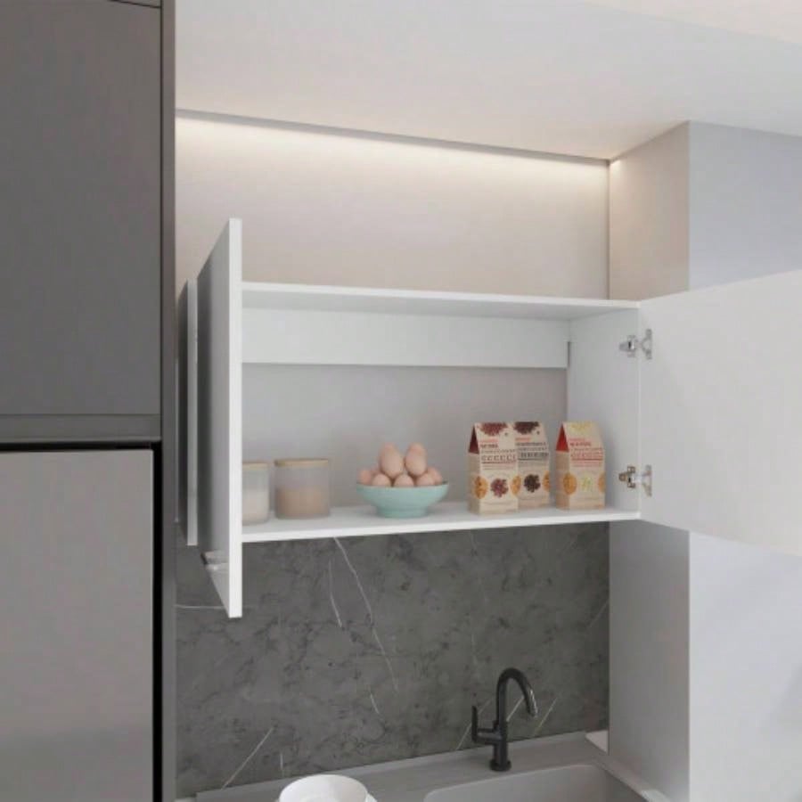 Wall cabinet 19H, two Doors, two internal Shelves, White