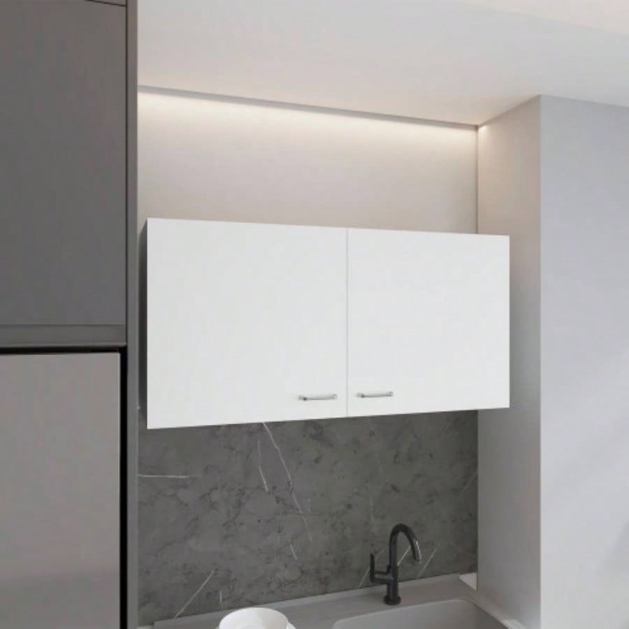 Wall cabinet 19H, two Doors, two internal Shelves, White