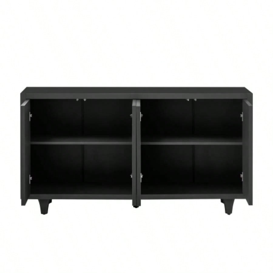 USTYLE Stylish Storage Cabinet Sideboard Wooden Cabinet with Embossed Curved Doors, Suitable Living Rooms, Entrance and Study Rooms