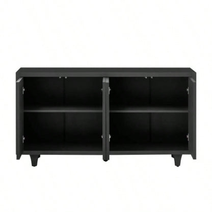 USTYLE Stylish Storage Cabinet Sideboard Wooden Cabinet with Embossed Curved Doors, Suitable Living Rooms, Entrance and Study Rooms