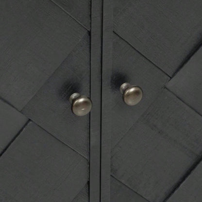 UStyle Luxury Multi - Functional MDF Sideboard - woven Wood Slat Doors, Tiered Stepped Design Premium Solid Wood Veneer Hallways, Living Rooms, Studies, and Corridors