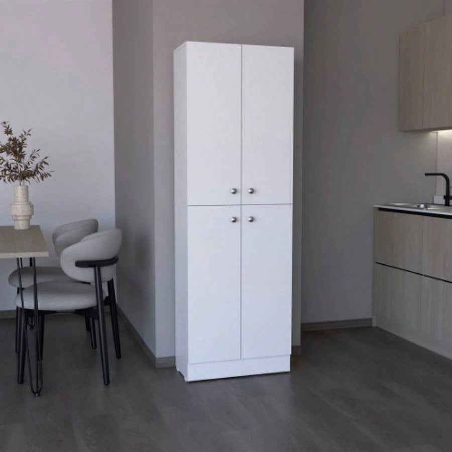 Kitchen Pantry 71 H, 4 Doors, 5 Adjustable Shelves, Laundry, White