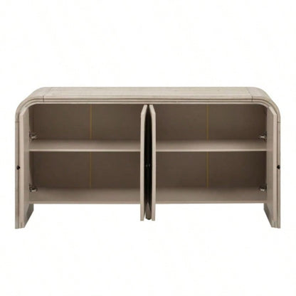 UStyle Luxury Multi - Functional MDF Sideboard - Handwoven Wood Slat Doors, Tiered Stepped Design Premium Solid Wood Veneer Hallways, Living Rooms, Studies, and Corridors