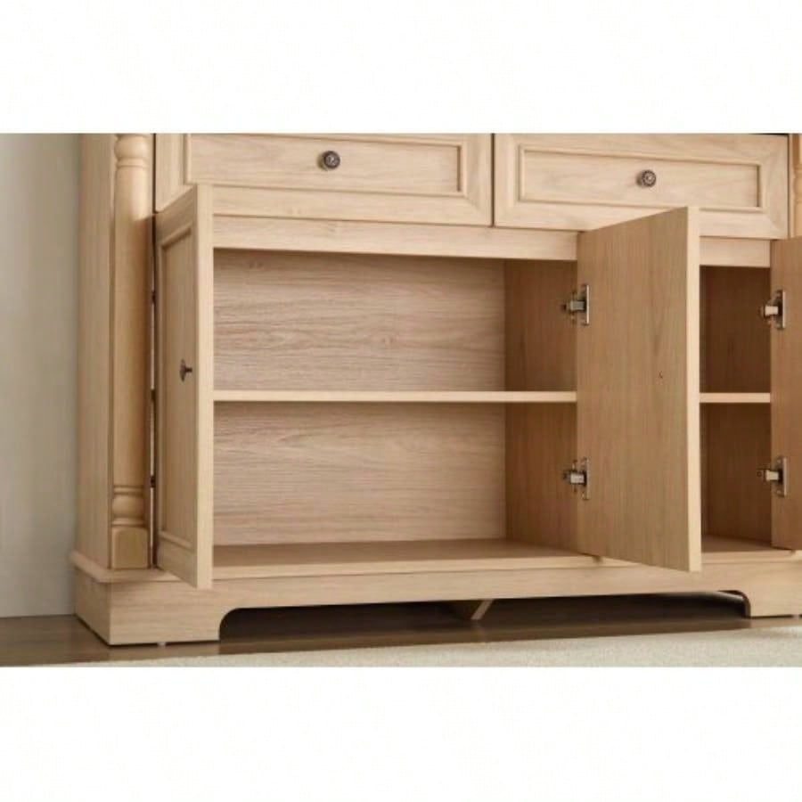 Farmhouse Style Kitchen Storage Cabinet, Large Wall Cabinet with Drawers and Doors in Roman Column Shape, Wooden Coffee Bar, Wine Cooler Living Room Hallway