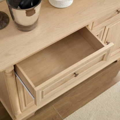 Farmhouse Style Kitchen Storage Cabinet, Large Wall Cabinet with Drawers and Doors in Roman Column Shape, Wooden Coffee Bar, Wine Cooler Living Room Hallway