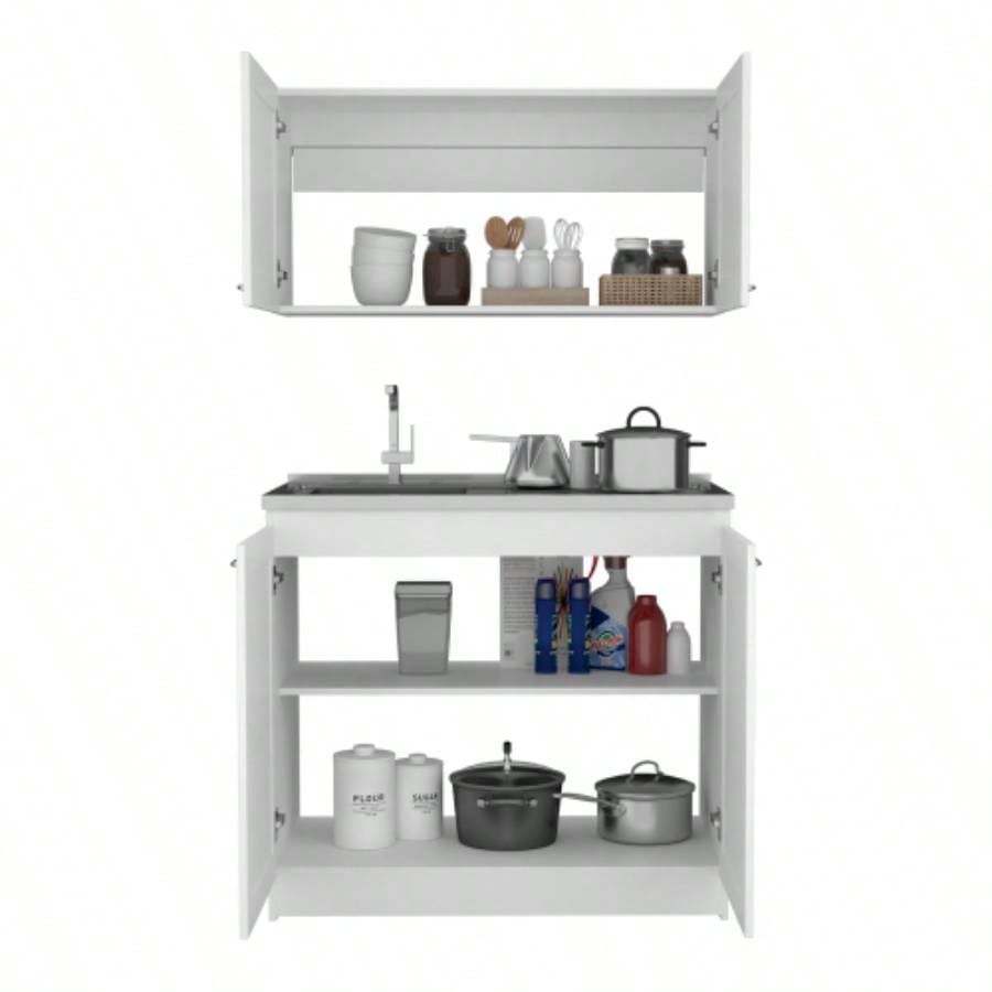 Cabinet, Two Parts Set, White
