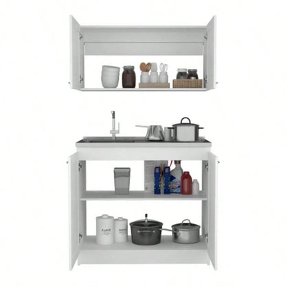 Cabinet, Two Parts Set, White