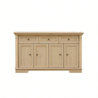 Farmhouse Style Kitchen Storage Cabinet, Large Wall Cabinet with Drawers and Doors in Roman Column Shape, Wooden Coffee Bar, Wine Cooler Living Room Hallway