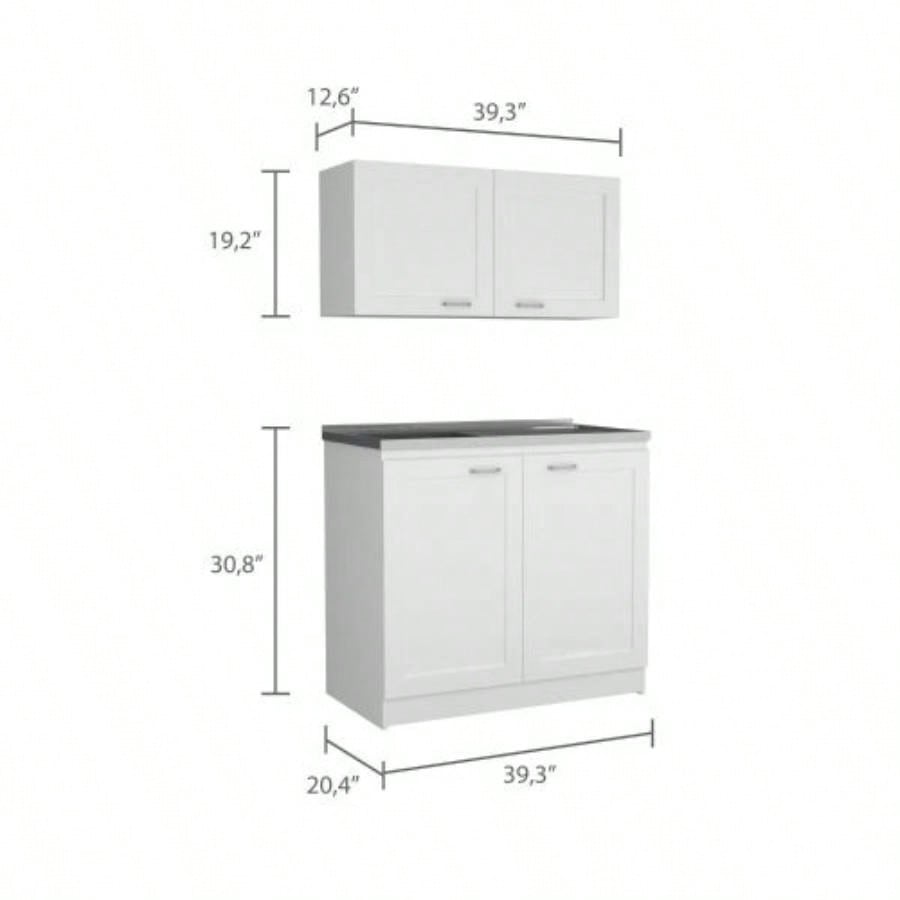 Cabinet, Two Parts Set, White