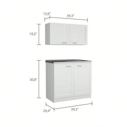 Cabinet, Two Parts Set, White