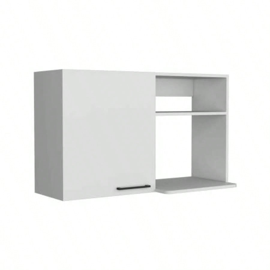 Stackable Wall Storage Cabinet 24 H, Two Internal Shelves, Two External Storage Shelves, One Door, White