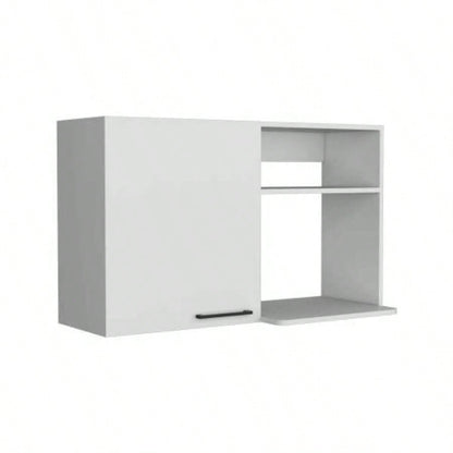 Stackable Wall Storage Cabinet 24 H, Two Internal Shelves, Two External Storage Shelves, One Door, White
