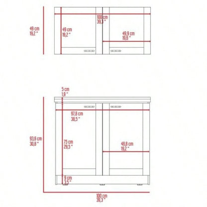 Cabinet, Two Parts Set, White