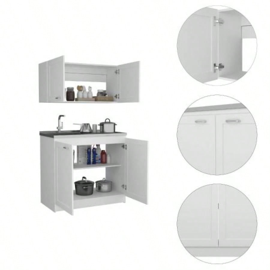 Cabinet, Two Parts Set, White