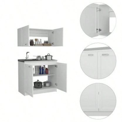 Cabinet, Two Parts Set, White