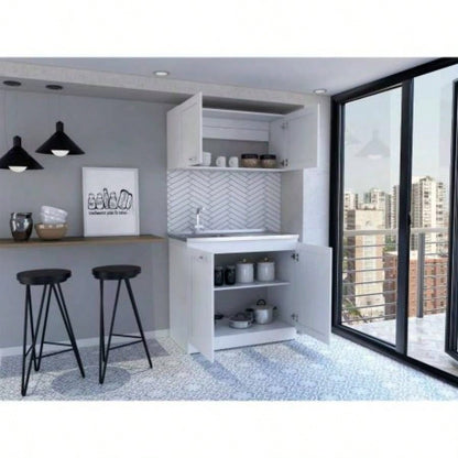 Cabinet, Two Parts Set, White