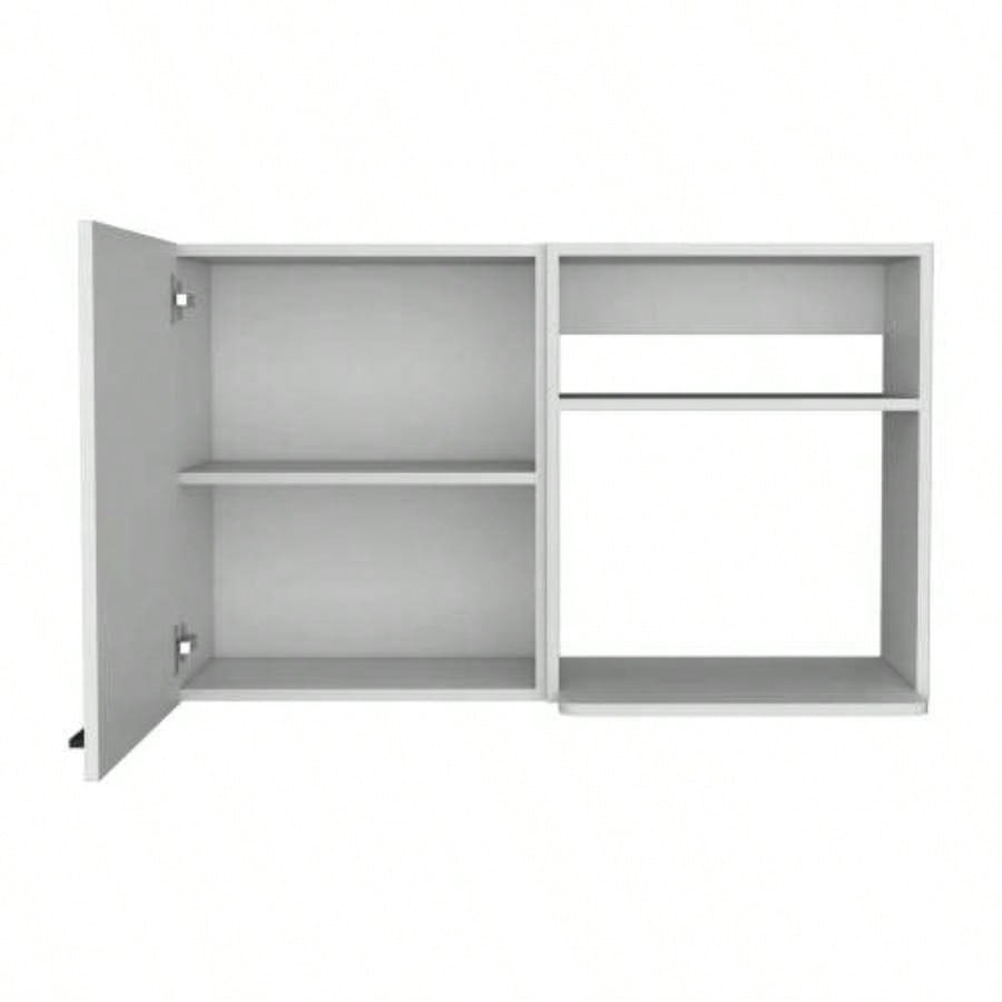 Stackable Wall Storage Cabinet 24 H, Two Internal Shelves, Two External Storage Shelves, One Door, White
