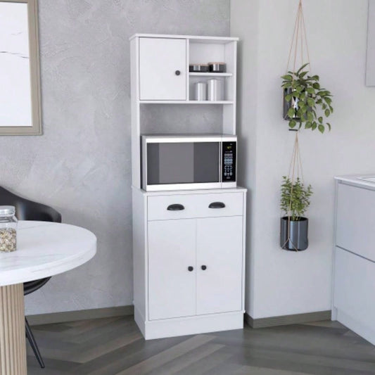 Pantry Cabinet with Drawer and 3 - Doors, White - Kitchen