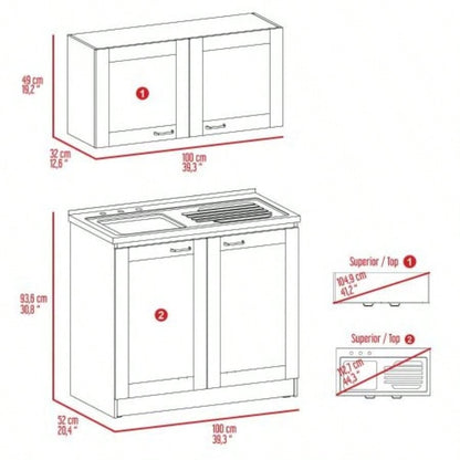 Cabinet, Two Parts Set, White