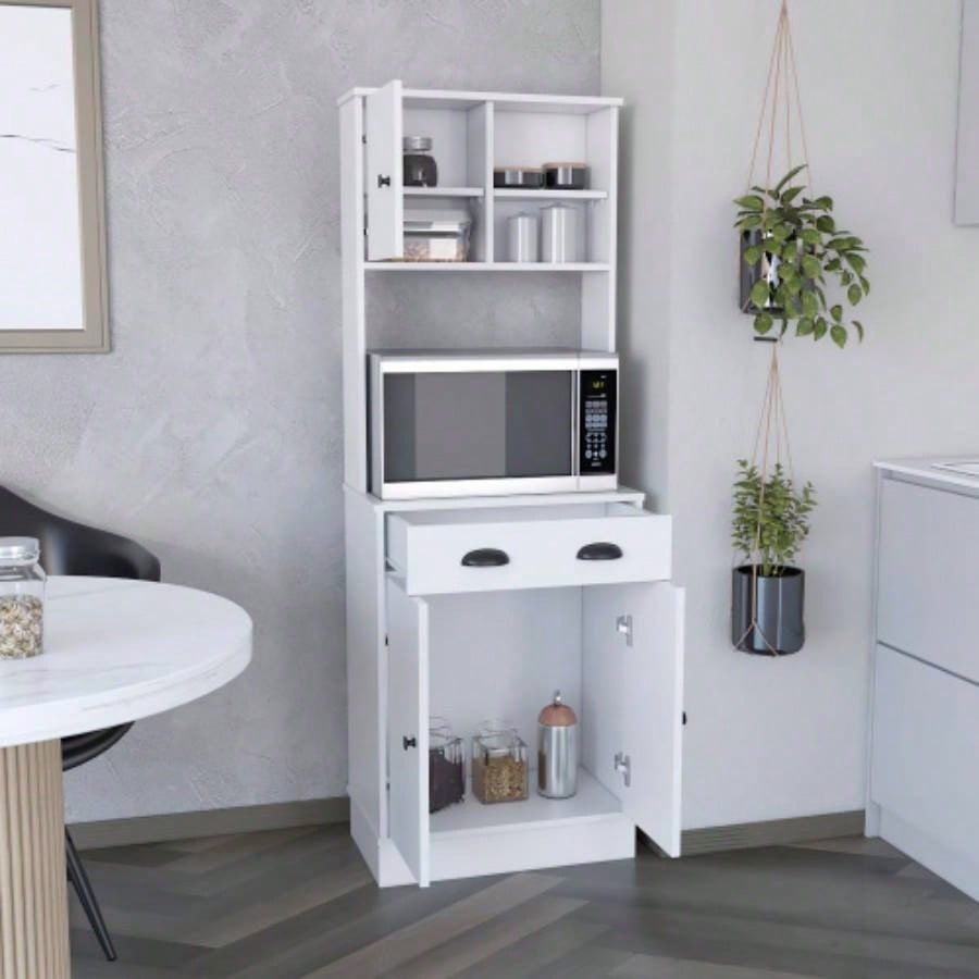 Pantry Cabinet with Drawer and 3 - Doors, White - Kitchen