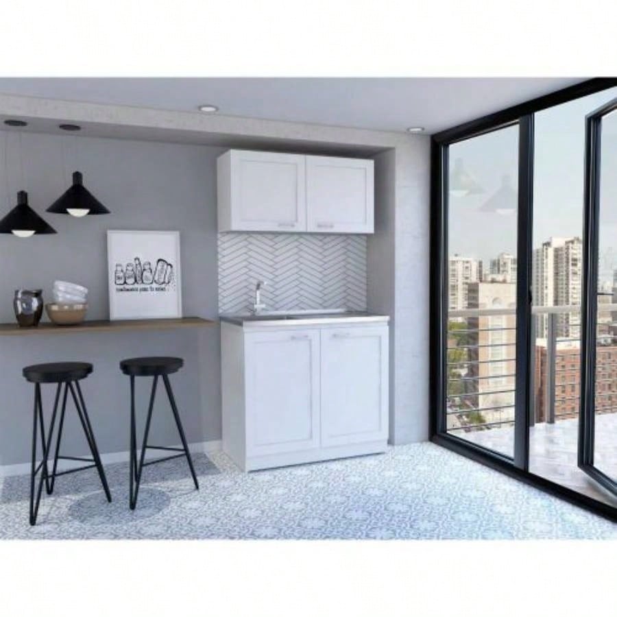 Cabinet, Two Parts Set, White