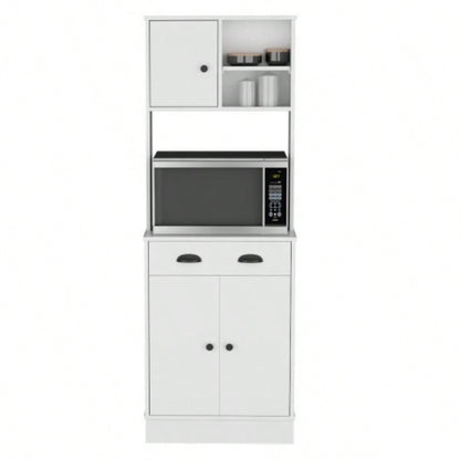 Pantry Cabinet with Drawer and 3 - Doors, White - Kitchen