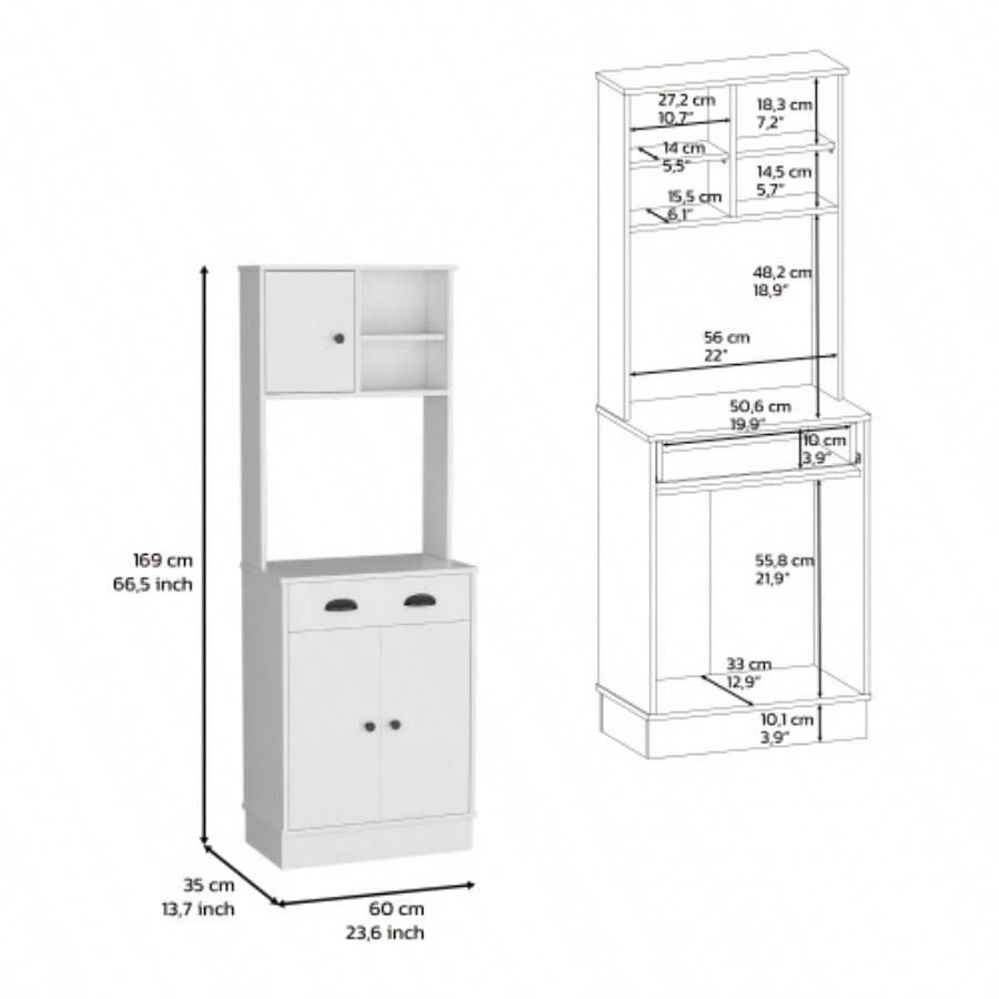 Pantry Cabinet with Drawer and 3 - Doors, White - Kitchen