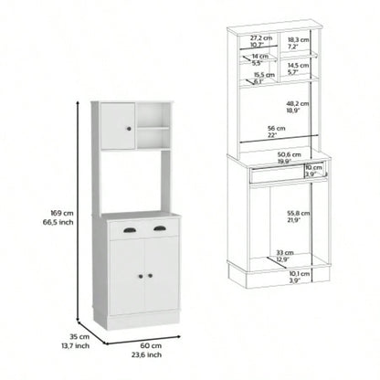 Pantry Cabinet with Drawer and 3 - Doors, White - Kitchen