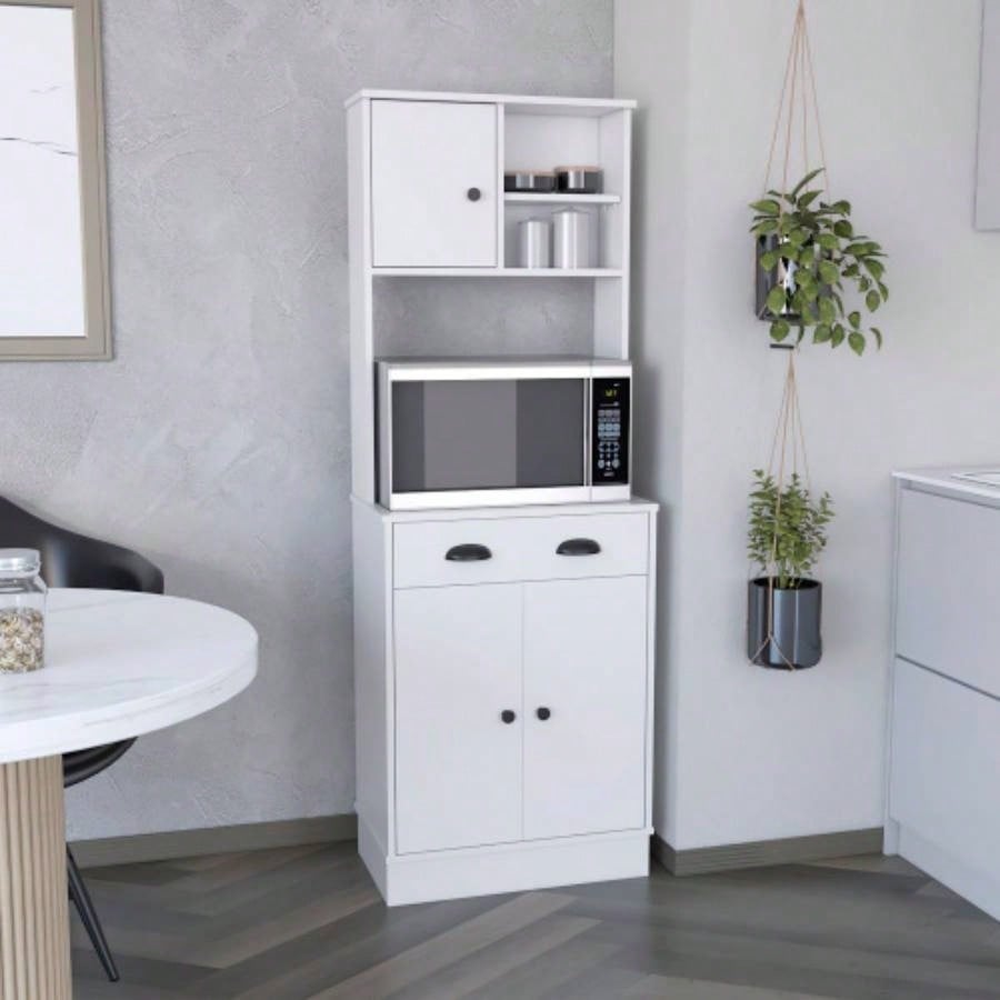 Pantry Cabinet with Drawer and 3 - Doors, White - Kitchen