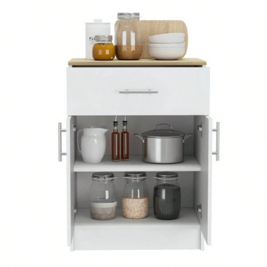 Oxford Pantry Cabinet, One Drawer, One Double Door Cabinet With Two Shelves